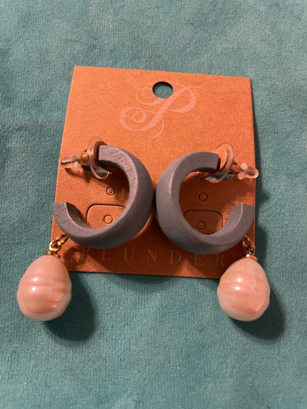 Plunder- Blue Hoop Earrings with Pearl Drops